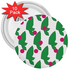 Feuilles Et Pois 3  Buttons (10 Pack) 