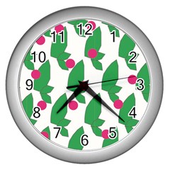 Feuilles Et Pois Wall Clock (silver) by perlette