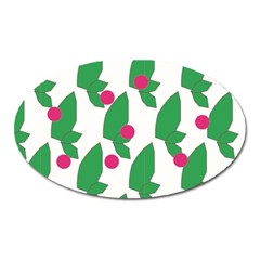 Feuilles Et Pois Oval Magnet