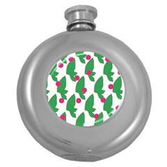 Feuilles Et Pois Round Hip Flask (5 Oz) by perlette