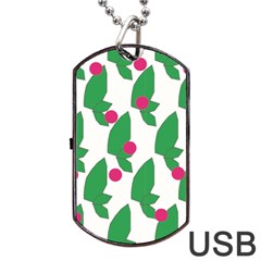 Feuilles Et Pois Dog Tag Usb Flash (two Sides) by perlette