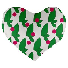 Feuilles Et Pois Large 19  Premium Heart Shape Cushions