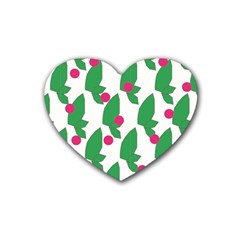 Feuilles Et Pois Rubber Coaster (heart) 