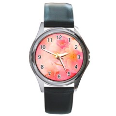 Wonderful Floral Design, Soft Colors Round Metal Watch by FantasyWorld7