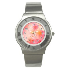 Wonderful Floral Design, Soft Colors Stainless Steel Watch by FantasyWorld7