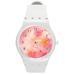 Wonderful Floral Design, Soft Colors Round Plastic Sport Watch (m) by FantasyWorld7