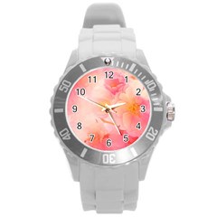 Wonderful Floral Design, Soft Colors Round Plastic Sport Watch (l) by FantasyWorld7