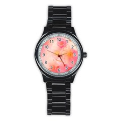 Wonderful Floral Design, Soft Colors Stainless Steel Round Watch by FantasyWorld7