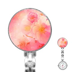 Wonderful Floral Design, Soft Colors Stainless Steel Nurses Watch by FantasyWorld7