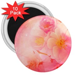 Wonderful Floral Design, Soft Colors 3  Magnets (10 Pack)  by FantasyWorld7