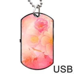 Wonderful Floral Design, Soft Colors Dog Tag Usb Flash (two Sides) by FantasyWorld7