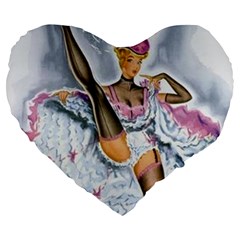 Bal Du Moulin Rouge French Cancan Large 19  Premium Flano Heart Shape Cushions by StarvingArtisan