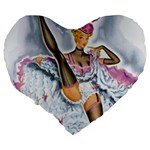 Bal Du Moulin Rouge French Cancan Large 19  Premium Flano Heart Shape Cushions Back