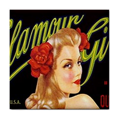 Blonde Bombshell Retro Glamour Girl Posters Tile Coasters