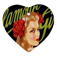 Blonde Bombshell Retro Glamour Girl Posters Ornament (heart) by StarvingArtisan