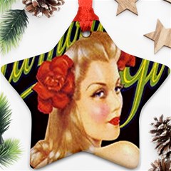 Blonde Bombshell Retro Glamour Girl Posters Ornament (star) by StarvingArtisan