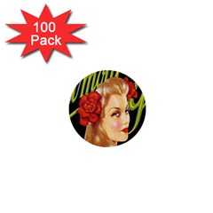 Blonde Bombshell Retro Glamour Girl Posters 1  Mini Buttons (100 Pack)  by StarvingArtisan