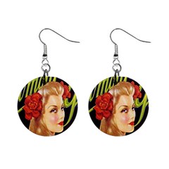 Blonde Bombshell Retro Glamour Girl Posters Mini Button Earrings by StarvingArtisan