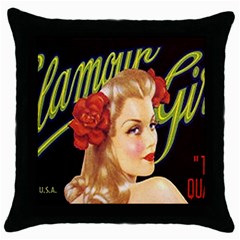 Blonde Bombshell Retro Glamour Girl Posters Throw Pillow Case (black) by StarvingArtisan