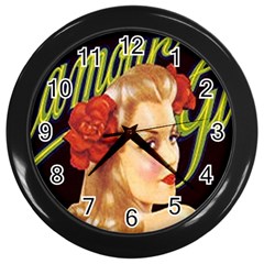 Blonde Bombshell Retro Glamour Girl Posters Wall Clock (black) by StarvingArtisan