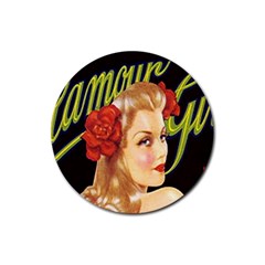 Blonde Bombshell Retro Glamour Girl Posters Rubber Coaster (round)  by StarvingArtisan