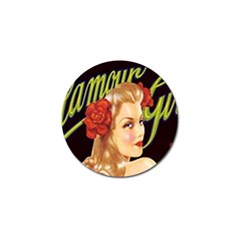 Blonde Bombshell Retro Glamour Girl Posters Golf Ball Marker (10 Pack) by StarvingArtisan