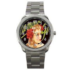 Blonde Bombshell Retro Glamour Girl Posters Sport Metal Watch by StarvingArtisan