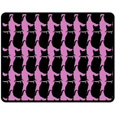 Cat Silouette Pattern Pink Fleece Blanket (medium)  by snowwhitegirl