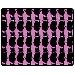 Cat Silouette Pattern Pink Double Sided Fleece Blanket (medium)  by snowwhitegirl