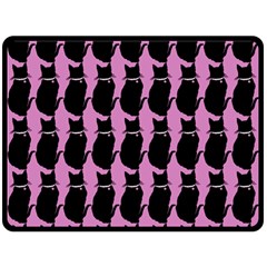 Cat Silouette Pattern Pink Double Sided Fleece Blanket (large)  by snowwhitegirl