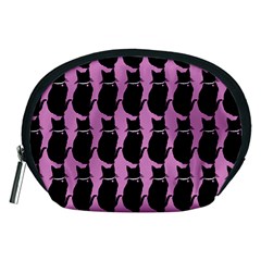 Cat Silouette Pattern Pink Accessory Pouch (medium) by snowwhitegirl