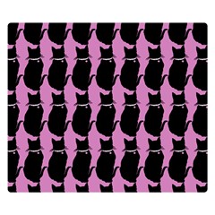 Cat Silouette Pattern Pink Double Sided Flano Blanket (small)  by snowwhitegirl