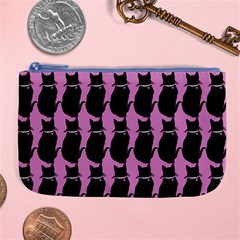 Cat Silouette Pattern Pink Large Coin Purse by snowwhitegirl