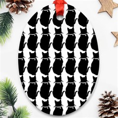 Cat Silouette Pattern Ornament (oval) by snowwhitegirl