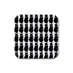 Cat Silouette Pattern Rubber Square Coaster (4 Pack)  by snowwhitegirl