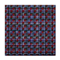 Roses Blue Plaid Tile Coasters