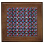 Roses Blue Plaid Framed Tiles Front