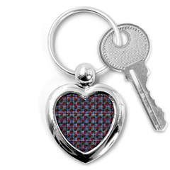 Roses Blue Plaid Key Chains (heart)  by snowwhitegirl