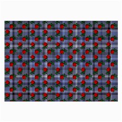 Roses Blue Plaid Large Glasses Cloth (2-side) by snowwhitegirl