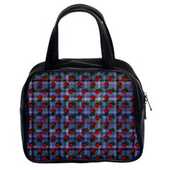 Roses Blue Plaid Classic Handbag (two Sides) by snowwhitegirl