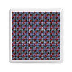 Roses Blue Plaid Memory Card Reader (square) by snowwhitegirl