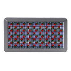 Roses Blue Plaid Memory Card Reader (mini) by snowwhitegirl