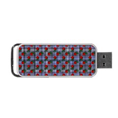 Roses Blue Plaid Portable Usb Flash (two Sides) by snowwhitegirl