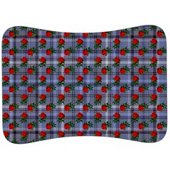 Roses Blue Plaid Velour Seat Head Rest Cushion by snowwhitegirl