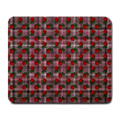 Roses Pink Plaid Large Mousepads by snowwhitegirl