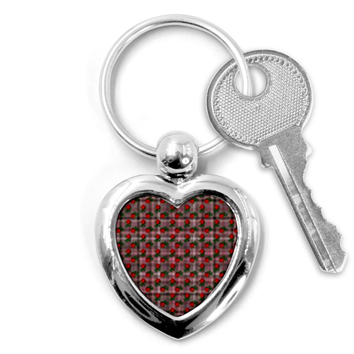 Roses Pink Plaid Key Chains (Heart) 