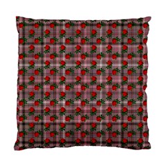 Roses Pink Plaid Standard Cushion Case (one Side) by snowwhitegirl