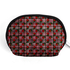 Roses Pink Plaid Accessory Pouch (medium)