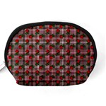 Roses Pink Plaid Accessory Pouch (Medium) Back