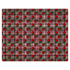 Roses Pink Plaid Double Sided Flano Blanket (medium)  by snowwhitegirl